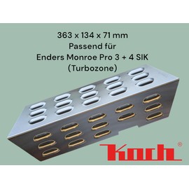 Koch #115 Stainless Flame Distributor 363 x 134 mm Suitable for Enders Monroe Pro 3SIK + Pro 4SIK (TURBOZONE) Burner Cover Gill Structure Solid Stainless Steel 1.25 mm 630g Quality Made in Germany