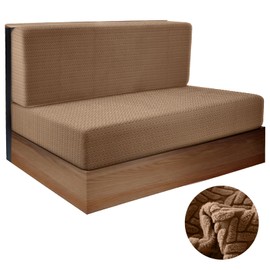 LWuuywa RV Dinette Sofa Cushion Covers-Elastic Camper Cushion Slipcover-Stretchable Loveseat Sofa Furniture Protector for RV Camper Car Bench1 Backrest Cover & 1 Bench Cover (Khaki)