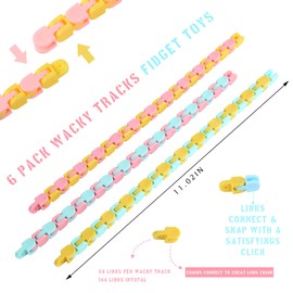 Woosir 6 Pack Wacky Tracks Fidget Toys Valentines Day Gifts Classroom Gifts School for Kids Classroom Prize Brithday Party Favors Sensory Snap Fidget Snake Toy for Adult Stress Relief