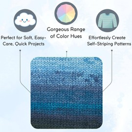 Premier Yarns Colorfusion Chunky Blue Jeans 1174-05 (6-Skeins - Same Dye Lot) Chunky Bulky #5 Acrylic Yarn for Crocheting and Knitting - Bundle with 1 Artsiga Crafts Project Bag