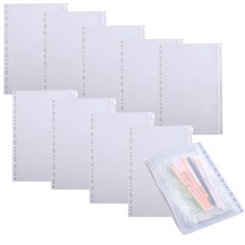 nijimomo Loose Leaf B5 26 Holes 10 Pcs Zipper Pocket Binder Waterproof Zipper Transparent (A4)