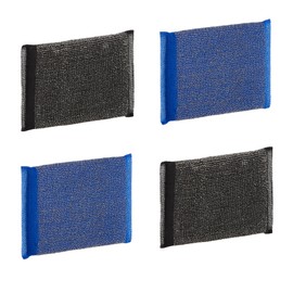 MAYA 4 x Stainless Steel Kitchen Sponge for Kitchen and Stainless Steel, Scratch-free Clean, No Fibre, 13 x 9 cm