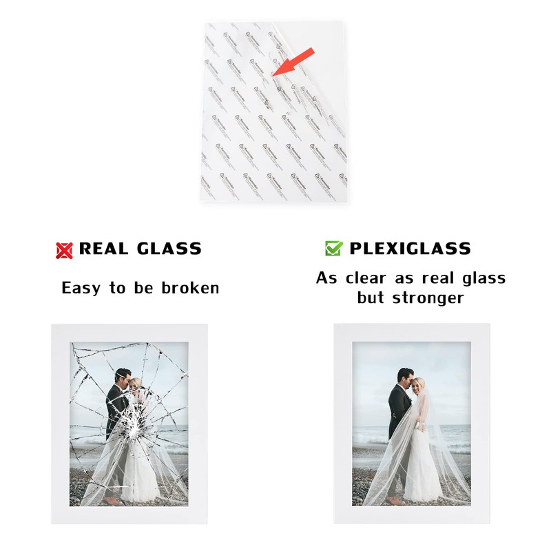 Picture Frames 5x7 White Nature Solid Wood 2 Pack for