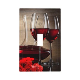 Xuejiaku Light Switch Cover Wine Glass Wines Cup Red Rose 1 Gang Wall Plate Cover Single Toggle Outlet Covers Decorative Switchplate Electrical Faceplate for Bathroom Bedroom Kitchen Decor