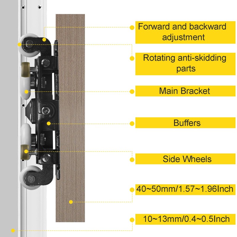 36-48" Heavy Duty Hidden Sliding Barn Door Hardware and Track,