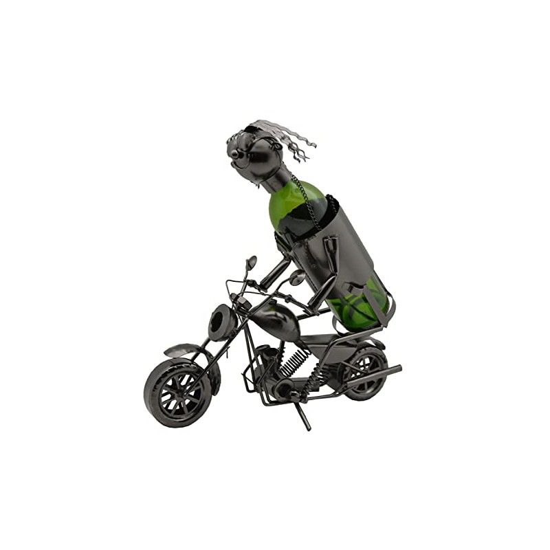 WINE BODIES Motorcycle Rider Metal Wine Bottle Holder, Charcoal