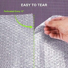 Yukilyn Nylon 2-Pack Bubble Cushioning Wrap Rolls Packing Materials, 3/16" Air Bubble, 12 Inch x 72 Feet Total, Perforated Every 12", 20 Fragile Stickers Included