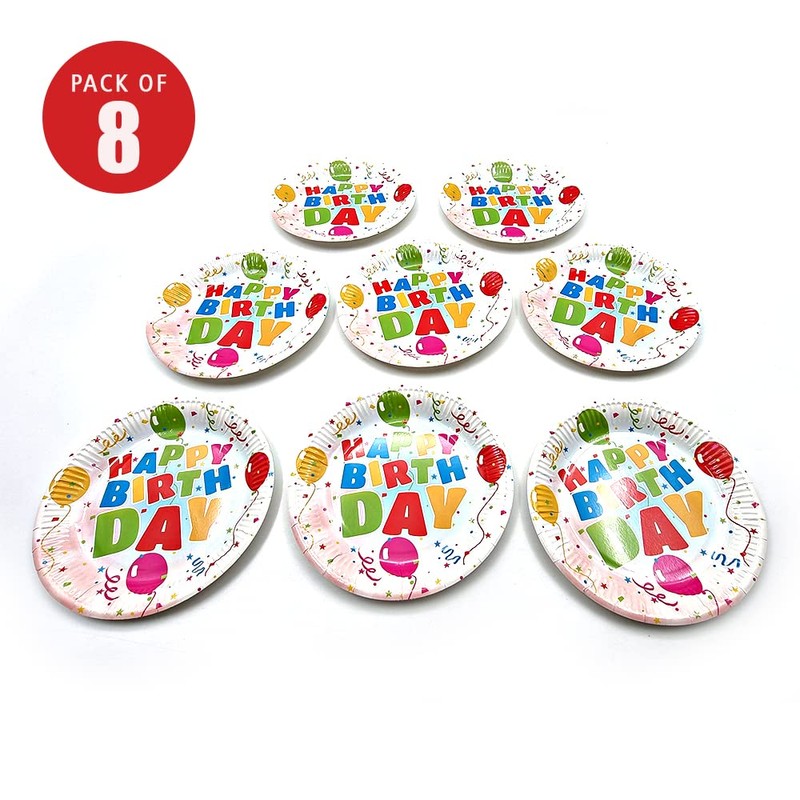 schone Birthday Party Paper Plates – Pack of 8 –