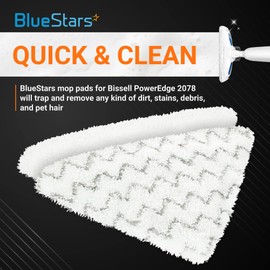 BlueStars 6-Pack Replacement Microfiber Pads for Bissell PowerEdge & PowerForce Lift-Off Steam Mop (Series 2078, 2165, 20781) – Washable and Reusable