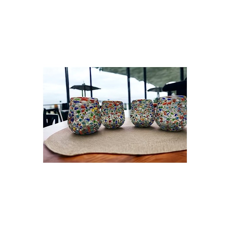 Mexican Confetti Rock Wine Glasses - Set of 2 |