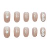24 Pcs Nail Tips Champagne Shell Flower Nails to accentuate