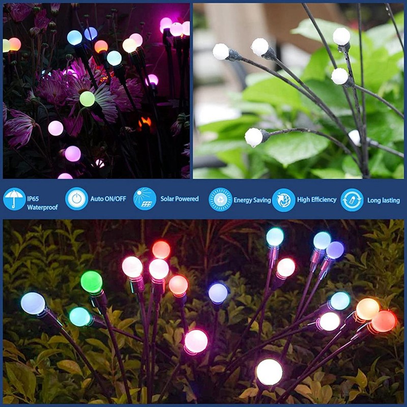2 Pack Solar Powered LED Pendant Lights Firefly Lights Outdoor