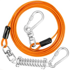 jenico Dog Tie Out Cable - 30 FT Dog Runner Cable with Swivel Hook, Dog Leash Run Tether for Yard Outdoor and Camping, Rust- Proof Training Line for Small to Medium Pets Up to 500 LBS