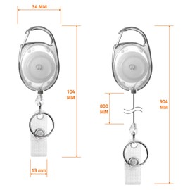 Ausweis Jojo Ausweishalter ausziehbar weiß [1 Stück] Ausweisjojo mit Schlaufenclip Karabinerhaken und Aufrollmechanismus für Ausweishüllen