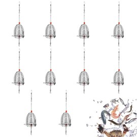 10PCS Chum Rig Basket, 7.5 Inch Stainless Steel Catfish Bait Holder, Hanging Rustproof Bait Traps, Reusable Fish Trap Cage for Crab Lobster Minnow Shrimp Crayfish Fishing Supplies,Tackle Kit