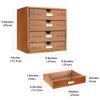 Wooden Storage Box Rustic Desktop Organizer with Drawers/Labels 4 Tier