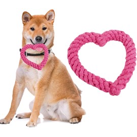 Zhhuoc Pink Cotton Rope Love Heart Shaped Interactive Cute Creative Dog Chew Toys for Heavy Duty Dental Chewers, Puppy Teething Tug Toy