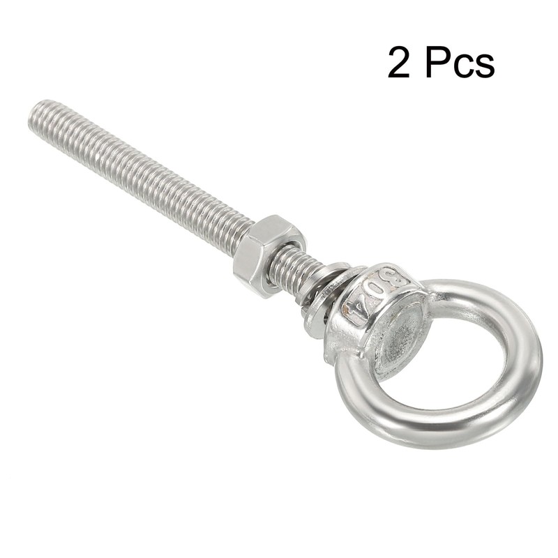 sourcing map M6 1/4"x1.57" Stainless Steel Eye Bolts Threaded Screw