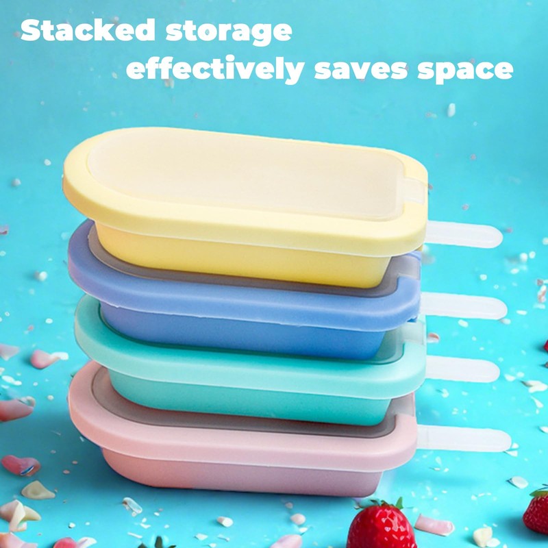 5Pcs Ice Lolly Molds, Non-Stick Reusable Popsicle Molds