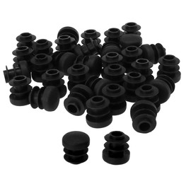 sourcingmap 1/2" 14mm OD Plastic Round Tube Ribbed Inserts End Cover Caps 35pcs, 0.43"-0.51" Inner Dia, Floor Furniture Chair Table Protector