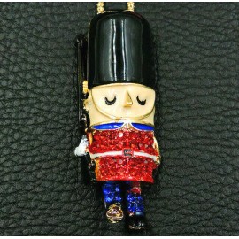 Unbranded BIG 3D Christmas NUT CRACKER Rhinestone Santa Gift Toy Soldier Necklace Blue Red