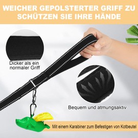 Reflective Dog Lead with Soft Padded Handle for Training, Lead for Large and Medium Dogs, 5 m/10 m/20 m/15 m/30 m, 1 Inch Wide, Black (20 m x 2.5 cm)