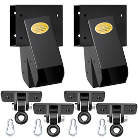 BETOOLL Swing Sets Brackets - 2 A-Frame Swing Set Brackets and 4 Swing Hangers with All Mounting Heavy Duty Hardware Included - Swing Set Kit for Porch, Yard, Playground - Black