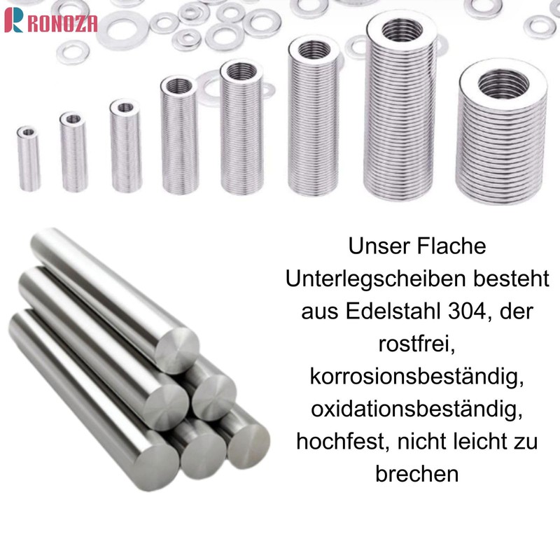 Ronoza Flat Washers 304 Stainless Steel, 360 Pieces Washers 8