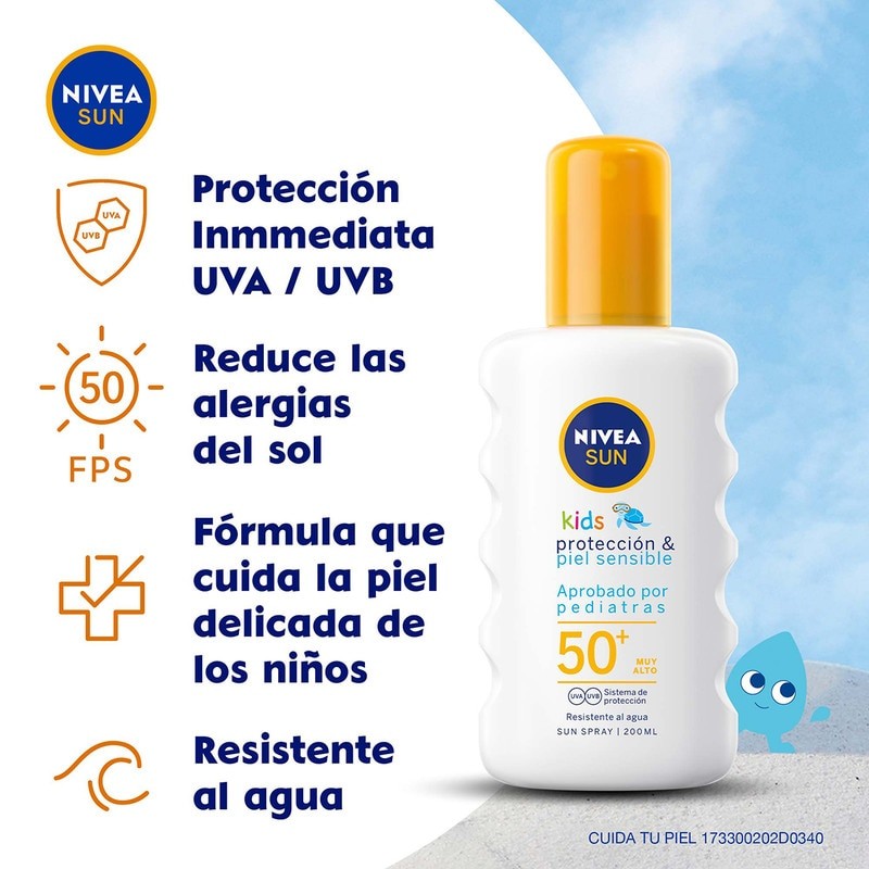 Protector Solar Fps50 Nivea Sun P&s Piel Sensible 200ml