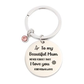 WIIKKOPM Gifts for Mum Keyring Birthday Hamper Presents Mothers Day Gift from Son - Daughter Matching Heart Key Chains Wrist Bands (Iloveu Keyring)