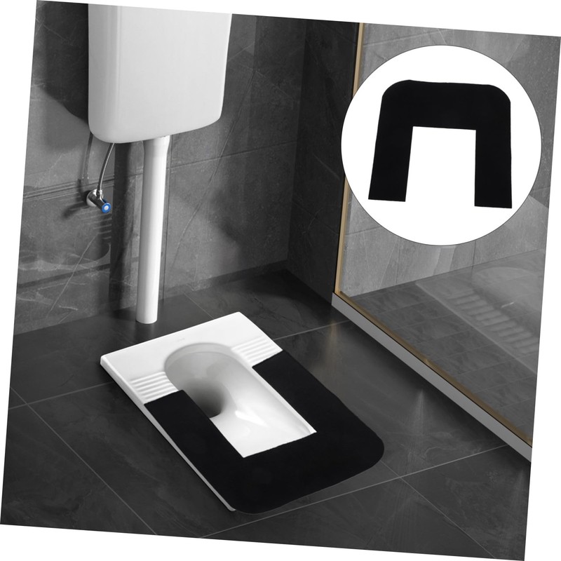 jojofuny U-Shaped Toilet Mat, Black, 55.80X55.00CM (21.93X21.61IN), Bathroom Rug, Polyester,