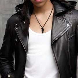 JAZTAKU Men's Gothic Wing Pendant Necklace Vintage Stainless Steel Necklace Punk Rock Accessories