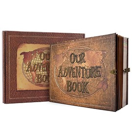 JIMBON Our Adventure Book Scrapbook 180 Pages Photo Album, DIY Handmade Memory Travel Diary Photo Book Journal Scrapbook, Embossed Letter Cover for Anniversary,Wedding,Graduation