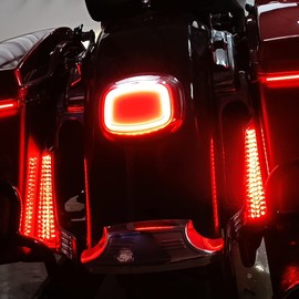 HDBUBALUS Motorcycle Filler Panel Lights LED Rear Fender Turn Signal Brake Lamp For Harley Touring Road King Street Glide 2014-Later (Color: Black Smoke)