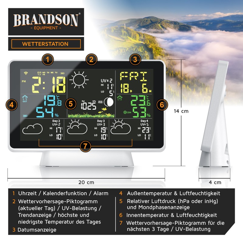 Brandson - Wireless Weather Station with Outdoor Sensor WiFi -
