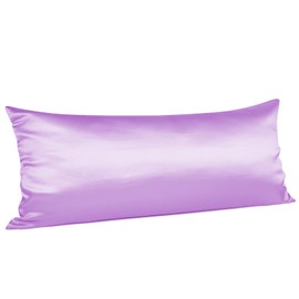 Satin Body Pillow Pillowcase with Zipper, 20''x54'' Body Long Pillow Case for Pregnant Women and Family, Smoother & Softer Than Silk, Purple, 1 Pack