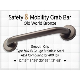 Bathroom Safety Grab Bar - Old World Bronze/ADA Shower Toilet Steps/304 Stainless Steel/Smooth/ 32"