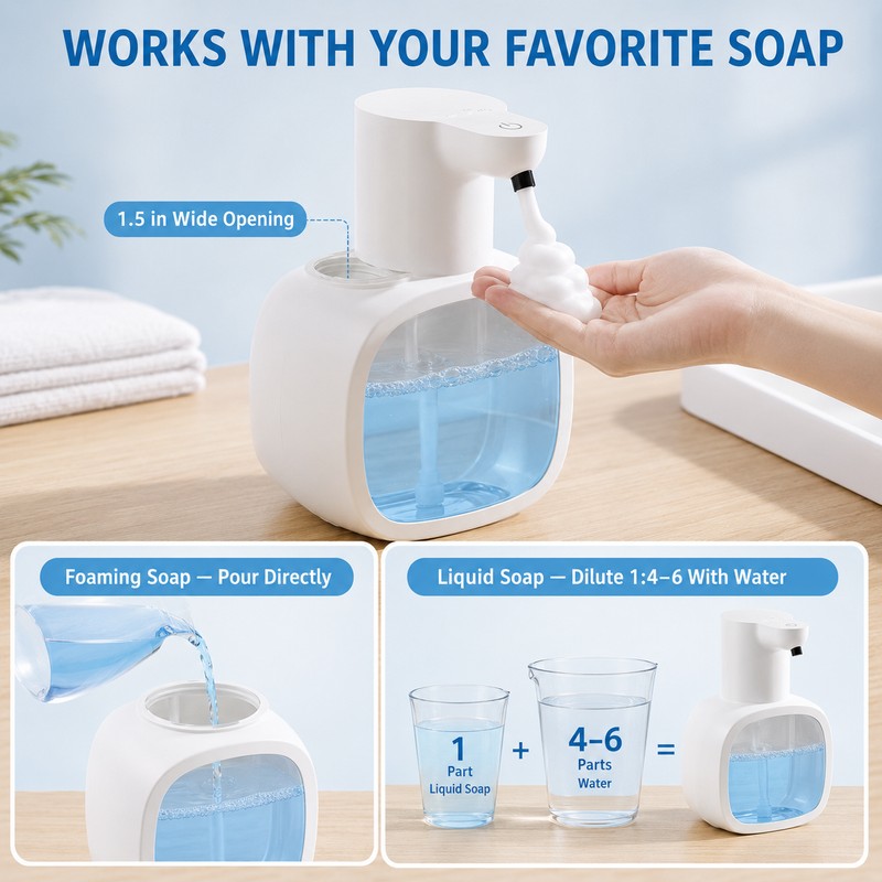 500ml Wall Mounted Automatic Foam Soap Dispenser Rechargeable Touchless Sensor