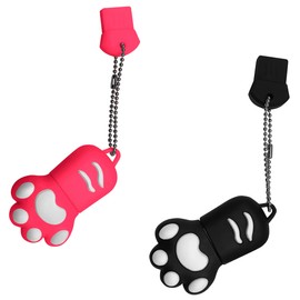 USB Stick 64GB, Pack of 2 Flash Drive USB 2.0 64GB Cat Paw Pendrive Cute Memory Stick Cartoon Funny Memory Stick Pen Drive for Tablet, PC, Gifts (Black, Pink)