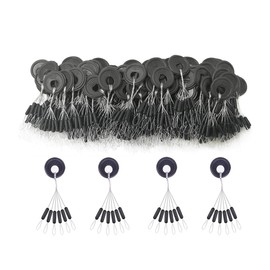 Drchoer 150Pcs Fishing Rubber Bobber Beads Stopper, 6 in 1 Float Sinker Stops, Black Oval,Size L,M,S Available (Black cylinder, M(150pcs))