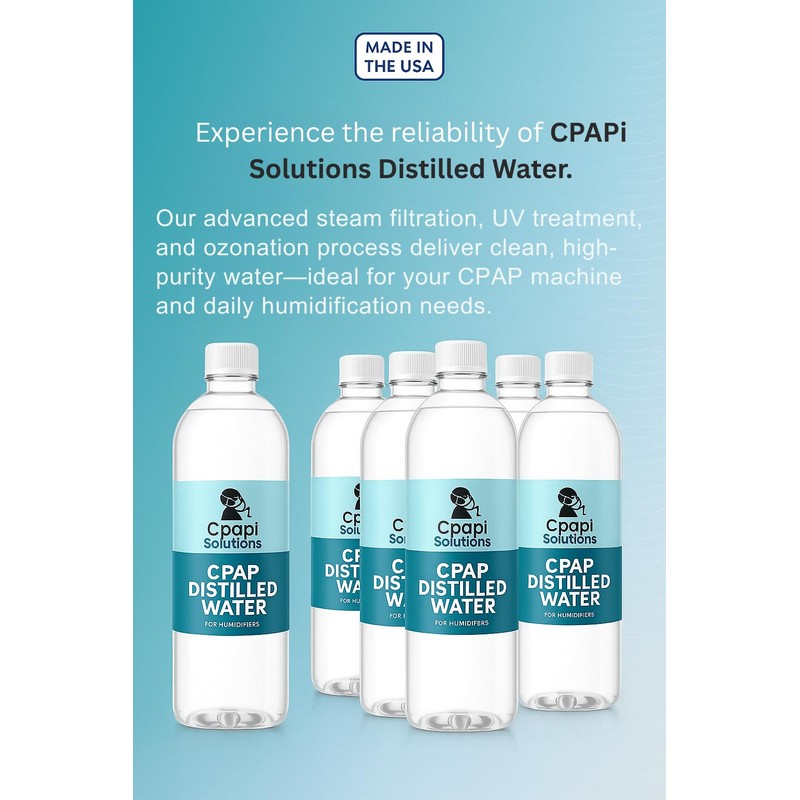 CPAPi Solutions Distilled Water CPAP – 6-Pack Travel Bottles (20