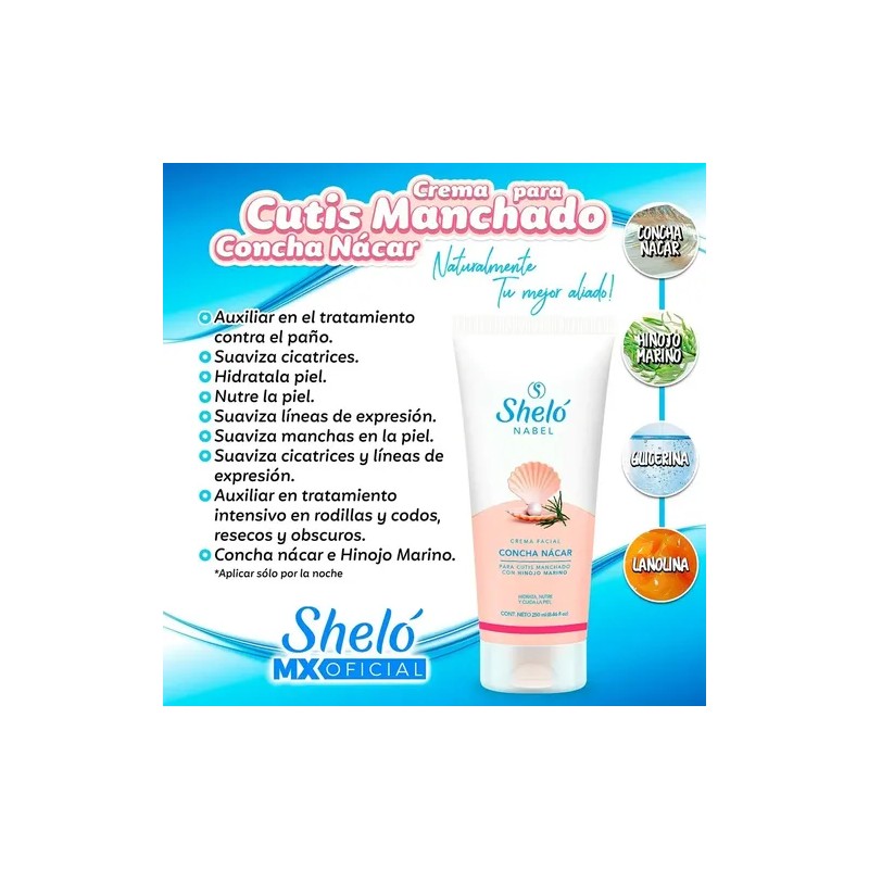 Set Crema Colágeno + Concha Nácar Shelo Aclara Manchas