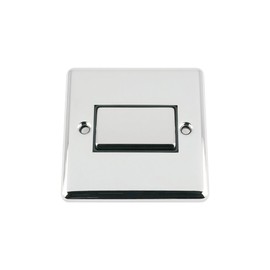 Fan Isolator 3 Pole Switch - Polished Chrome Classic - Black Insert - Metal Rocker Switch