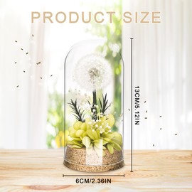 elthmpr Wish filler dandelion in glass, flowers birthday gift for women, lucky charm gift, preserved flowers for girlfriend, wife, mum, colleague, birthday, wedding, Christmas