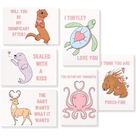 Best Paper Greetings Animal Pun Valentines Cards - 48-Pack, 4 x 6 In - Greeting Card Pack with Envelopes & Funny Love Notes
