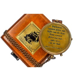 Sailor's Art Pocket Compass | Camping Travelling Equipment | Boat Brass Compass with a Beautiful Quote Engraved | Wooden Box case | Gifts for Children Teen Family | Nautical Navy Compass