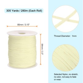 uxcell 1mm Nylon String Cord 305 Yards Nylon Satin String Bracelet String Chinese Knotting Cord Beading Thread for Jewelry Making Braided Necklaces Macrame Trim Craft Beige