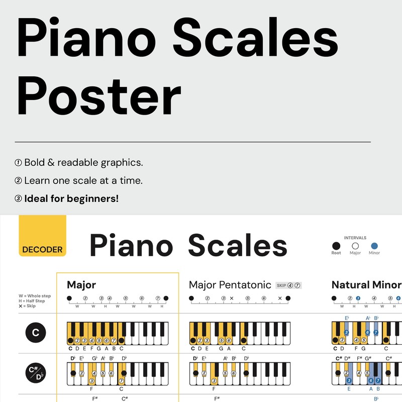 Noisy Clan Piano Scales Learning Poster for Beginners and Teachers,
