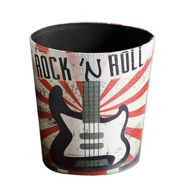 Lingxuinfo Decorative Trash Can Vintage Wastebasket Deskside Recycle Bin Waste Paper Basket Without Lid PU Leather Waste Bin for Bathroom Kitchen Bedroom Office (Guitar Pattern)