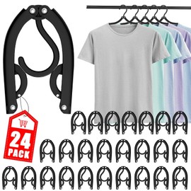 24 Pcs Travel Hangers Cruise Essentials 2025 Portable Folding Clothes Hangers Travel Accessories Foldable Clothes Drying Rack (Black) (24)